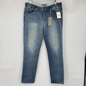 Women's Wit & Wisdom NWT Distressed Ab Solution Girlfriend Blue Jeans 10